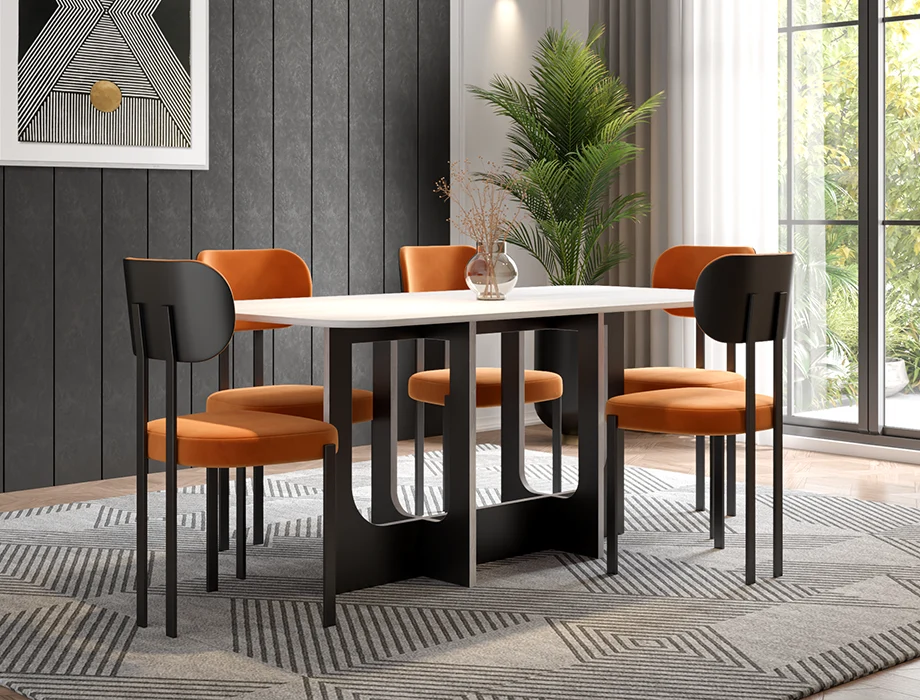 Dining area with table and chairs