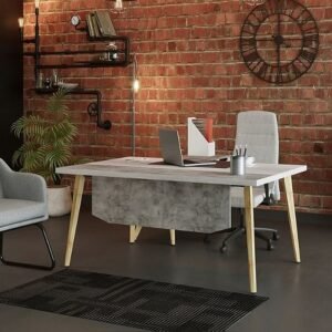 Elegant Executive Table – 66" with Solid Pine Legs & Side Rack