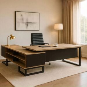 Executive Table ZF-ET 04 – 72" L-Shaped Desk with Side Rack