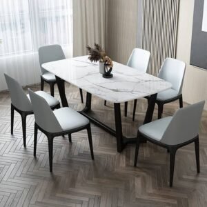 Marble Top Dining Set – 6 Seater