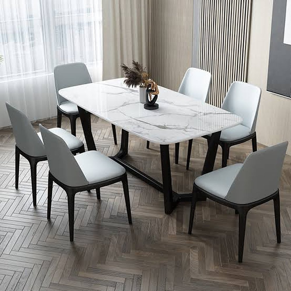 Marble Top Dining Set – 6 Seater