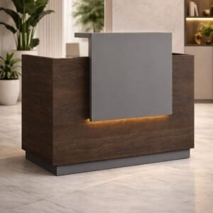Reception Counter 4 ft – Walnut & Grey