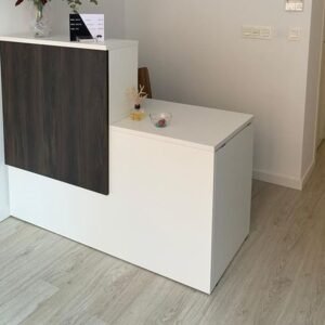 Reception Counter 5 ft – White & Walnut, Two-Level